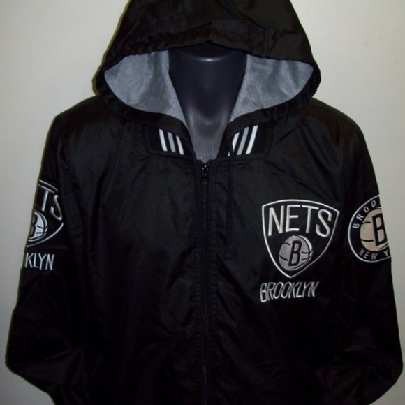 BROOKLYN NETS Rip Stop Full Zip Nylon Jacket M L X - Picture 4 of 8